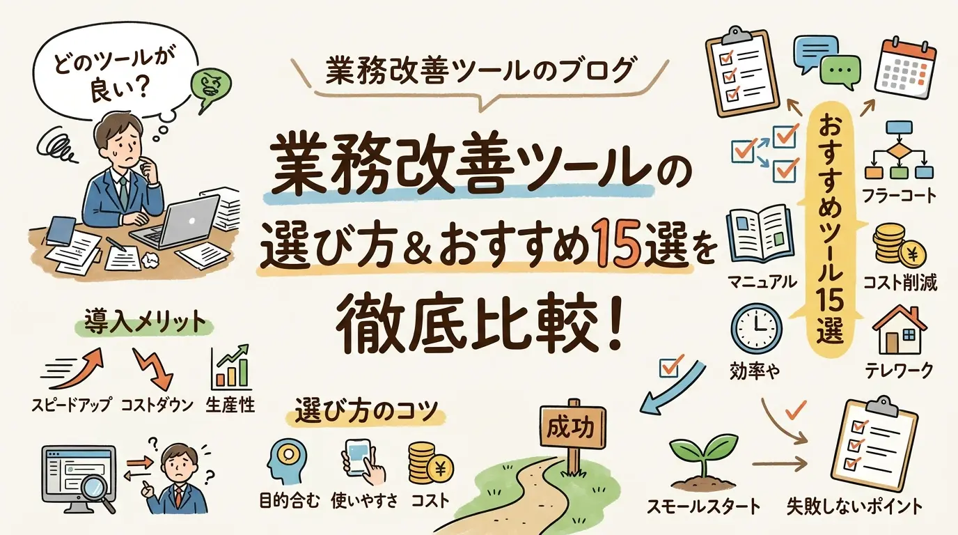 【2026年最新】業務改善ツールおすすめ15選！無料から使える人気アプリを徹底比較